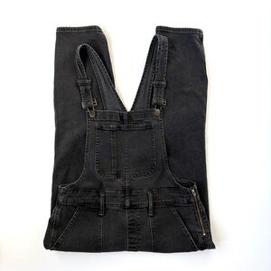 Madewell Skinny Denim Jeans Overalls Petite Large Black Lunar Wash Side Zipper